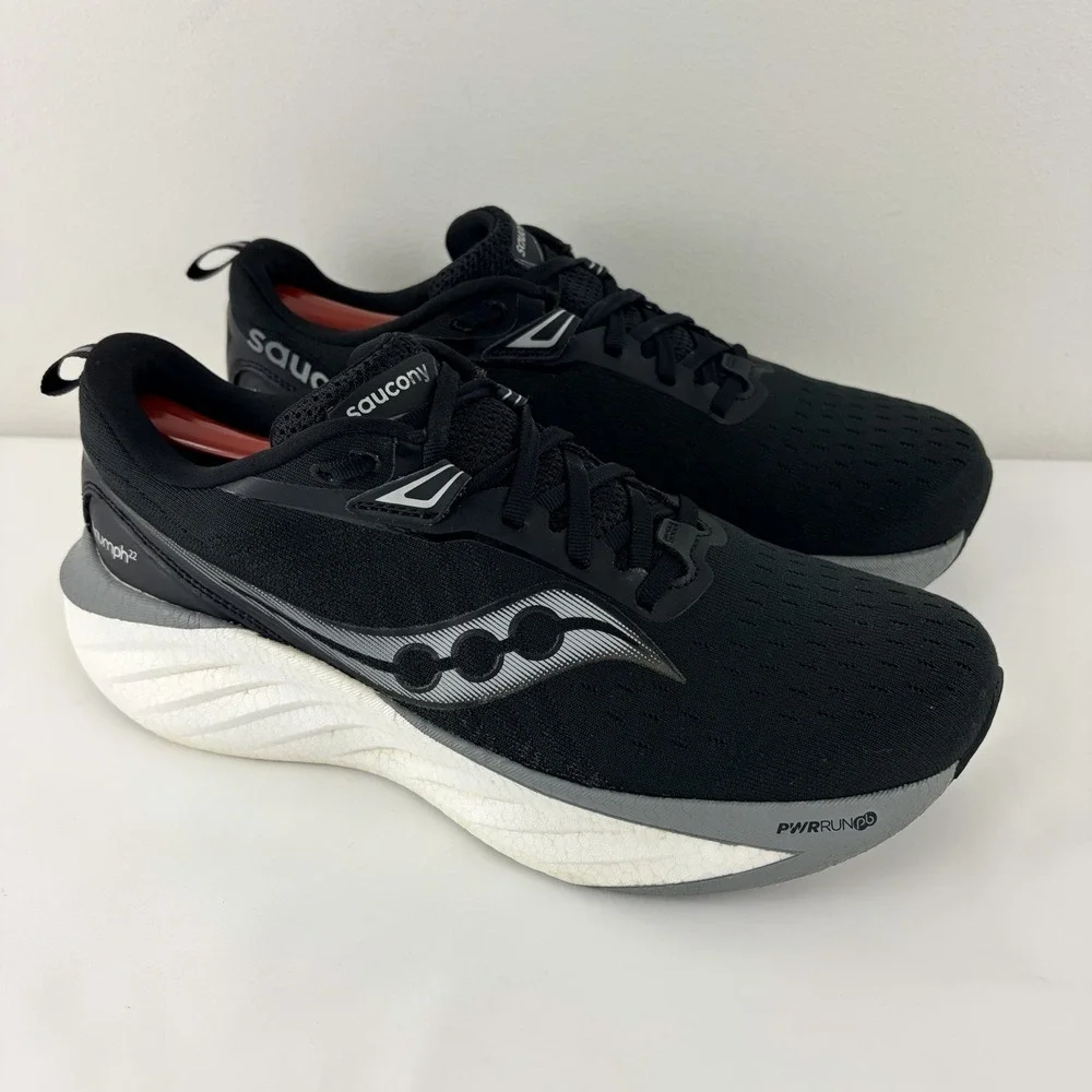 Saucony Triumph 22 Black‎ Gray Running Shoes Mens Size 9 Cushioned Athletic